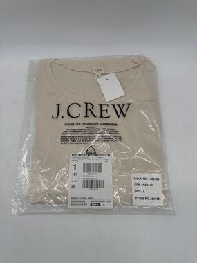 J. Crew Women's Large Crew Neck Long Sleeve Shirt Beige "Natural" -- NWT